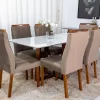 Mesa Pedro Mel Tampo Off 160×80 6 Cadeiras Lisboa Assento Veludo Marrom  - Art Assento - Image 2