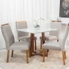 Mesa Pedro Mel Tampo Off 90×90 4 Cadeiras Lisboa Assento Veludo Bege 506 - Art Assento - Image 3