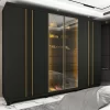 Roupeiro Absolut New Reflecta 6P c/Led Pés Larg 2,73m - Gelius