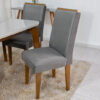 Mesa Jantar Londrina Imbuia Tampo Cop Vidro Off 120×80 4 Cadeiras Luxo Veludo Grafite - Rufato - Image 2
