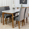 Mesa Jantar Londrina Imbuia Tampo Cop Vidro Off 120×80 4 Cadeiras Luxo Veludo Grafite - Rufato - Image 4