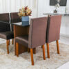 Mesa Helo 90×90 Base Mel Tampo Grafite Vidro Preto 4 Cad. Roma Veludo Marrom