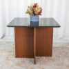 Mesa Helo 90×90 Base Mel Tampo Grafite Vidro Preto 4 Cad. Roma Veludo Cinza - Image 3