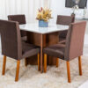 Mesa Helo 90×90 Base Mel Tampo MDF Vidro Off 4 Cad. Roma Veludo Marrom - Image 2