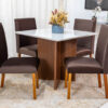 Mesa Helo 90×90 Base Mel Tampo MDF Vidro Off 4 Cad. Roma Veludo Marrom