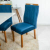 Mesa Pedro Mel Tampo Off 160×80 6 Cadeiras Lisboa Assento Veludo Azul 503 Madeira Maciça - Art Assento - Image 3