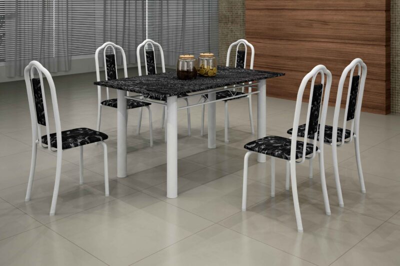 Conjunto Mesa Luísa Tampo Pedra 140×75 6Cds – Soma Móveis - Image 2