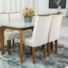 Mesa Jantar Londrina Imbuia Tampo Cop Vidro Off 120×80 4 Cadeiras Lunara Veludo Pérola - Rufato - Image 3