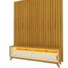 Conjunto Painel Nobre 1,40m Naturale e Rack Requinte 1,28m Pés Madeira Naturale.Off White - Gelius - Image 2