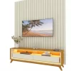 Conjunto Painel Nobre 1,40m Off White e Rack Requinte 1,28m Pés Madeira - Gelius - Image 6