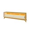 Conjunto Painel Nobre 1,40m Naturale e Rack Requinte 1,28m Pés Madeira Naturale.Off White - Gelius - Image 4