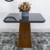 Mesa Jantar Luna Imbuia Tampo Vidro Grafite Canto Copo 90×90 4 Cadeiras Lunara Veludo Grafite Madeira Maciça - Rufato - Image 6