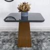 Mesa Jantar Luna Imbuia Tampo Vidro Grafite Canto Copo 90×90 4 Cadeiras Lunara Veludo Grafite Madeira Maciça - Rufato - Image 7