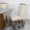 Mesa Jantar Luna Imbuia Tampo Vidro Off Canto Copo 120×80 4 Cadeiras Lunara Veludo Creme Madeira Maciça - Rufato - Image 4