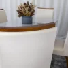 Mesa Jantar Luna Imbuia Tampo Vidro Off Canto Copo 120×80 4 Cadeiras Lunara Veludo Creme Madeira Maciça - Rufato - Image 5