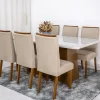 Mesa Jantar Luna Imbuia Tampo Vidro Off Canto Copo 180×90 6 Cadeiras Lunara Linho Bege 07 - Rufato - Image 2