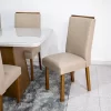 Mesa Jantar Luna Imbuia Tampo Vidro Off Canto Copo 180×90 6 Cadeiras Lunara Linho Bege 07 - Rufato - Image 3