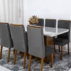 Mesa Jantar Luna Imbuia Tampo Vidro Off Canto Copo 180×90 6 Cadeiras Lunara Veludo Grafite Rufato - Image 2