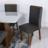 Mesa Jantar Luna Imbuia Tampo Vidro Off Canto Copo 180×90 6 Cadeiras Lunara Veludo Grafite Rufato - Image 3