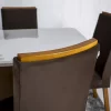 Mesa Jantar Luna Imbuia Tampo Vidro Off Canto Copo 180×90 6 Cadeiras Lunara Veludo Marrom - Rufato - Image 5