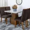 Mesa Jantar Luna Imbuia Tampo Vidro Off Canto Copo 90×90 4 Cadeiras Lunara Veludo Marrom Madeira Maciça - Rufato - Image 4