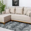 Sofá 3 Lugares C/Chaise Milão Larg. 2,30m Veludo Bege 818 - Molas Ensacadas