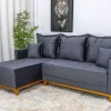 Sofá 3 Lugares C/Chaise Milão Larg. 2,30m Veludo Cinza 814 - Molas Ensacadas - Image 7