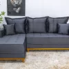 Sofá 3 Lugares C/Chaise Milão Larg. 2,30m Veludo Cinza 814 - Molas Ensacadas - Image 2