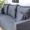 Sofá 3 Lugares C/Chaise Milão Larg. 2,30m Veludo Cinza 814 - Molas Ensacadas - Image 3