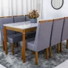 Mesa de Jantar Alegra Tampo Vidro Off 160×80m 6 Cadeiras Diamante Linho Cinza 2904 Madeira Maciça - JCM - Image 3