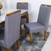 Mesa de Jantar Alegra Tampo Vidro Off 160×80m 6 Cadeiras Diamante Linho Cinza 2904 Madeira Maciça - JCM - Image 4