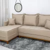 Sofá 3 Lugares c/Chaise Milão Larg. 2,30m Linho Bege 1006 - Molas Ensacadas
