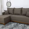 Sofá 3 Lugares c/Chaise Milão Larg. 2,30m Linho Marrom 1007 - Molas Ensacadas