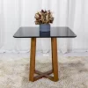 Mesa de Jantar Pedro Mel Tampo Vidro Preto 90×90 4 Cadeiras Lisboa Veludo Preto 504 Art Assento Madeira Maciça - Image 3