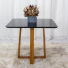 Mesa de Jantar Pedro Mel Tampo Vidro Preto 90×90 4 Cadeiras Lisboa Veludo Preto 504 Art Assento Madeira Maciça - Image 4