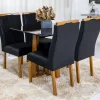 Mesa de Jantar Pedro Mel Tampo Vidro Preto 90×90 4 Cadeiras Lisboa Veludo Preto 504 Art Assento Madeira Maciça - Image 6