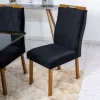 Mesa de Jantar Pedro Mel Tampo Vidro Preto 90×90 4 Cadeiras Lisboa Veludo Preto 504 Art Assento Madeira Maciça - Image 7