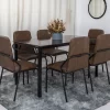 Mesa Malibu Tampo Pedra Amadeirado Marrom 140x75 6 Cadeiras Korino Marrom - Teixeira - Image 2