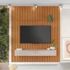 Painel Riso Ripado c/Nicho Larg. 1,82m Cinamomo/Off White - JCM