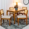 Mesa de Jantar Alegra Tampo Cinamomo 1,20m×0,80m 4 Cadeiras Jade Linho Bege Telada Madeira Maciça - JCM - Image 2