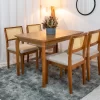 Mesa de Jantar Alegra Tampo Cinamomo 1,20m×0,80m 4 Cadeiras Jade Linho Bege Telada Madeira Maciça - JCM - Image 3