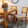 Mesa de Jantar Alegra Tampo Cinamomo 1,20m×0,80m 4 Cadeiras Jade Linho Bege Telada Madeira Maciça - JCM - Image 4