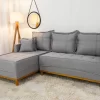 Sofá 3 Lugares c/Chaise Milão Larg 2,30m Linho Cinza 1008 - Molas Ensacadas