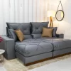 Sofá Retrátil Reclinável 2,30M Gran Bello Veludo Cinza - D33 e Molas Ensacadas
