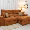 Sofá Retrátil Reclinável 2,30m Gran Bello Veludo Terracota - D33 e Molas Ensacadas