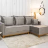 Sofá 3 Lug. c/Chaise Lado Esquerdo Milão Larg. 2,30m Veludo Cinza 813 - Molas Ensacadas