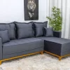 Sofá 3 Lug. c/Chaise Lado Esquerdo Milão Larg. 2,30m Veludo Cinza 814 - Molas Ensacadas