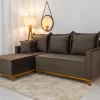 Sofá 3 Lug. c/Chaise Lado Direito Milão Larg. 2,30m Veludo Marrom 815 - Molas Ensacadas