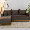 Sofá 3 Lug. c/Chaise Lado Direito Milão Larg. 2,30m Veludo Marrom 815 - Molas Ensacadas - Image 2