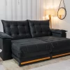Sofá Retrátil Reclinável Barcelona 2,30m Veludo Preto 322 - D33 e Molas Ensacadas - Image 2